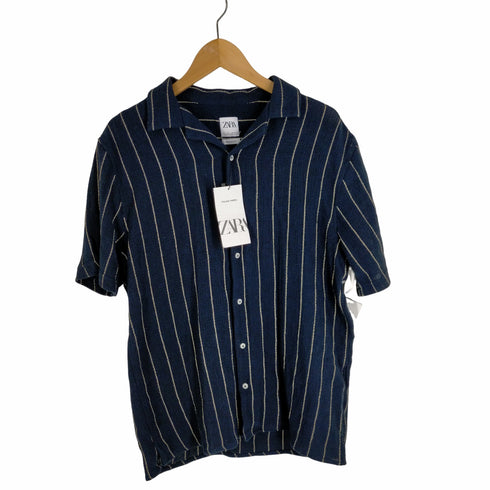 ザラ ZARA コットンストライプオープンカラーシャツ メンズ JPN:L