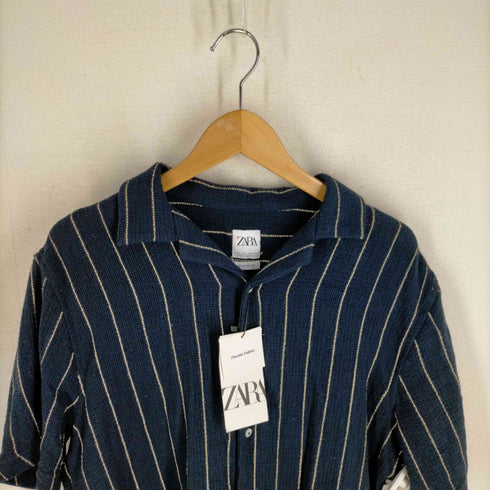ザラ ZARA コットンストライプオープンカラーシャツ メンズ JPN:L