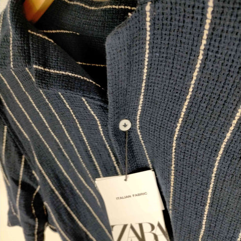 ザラ ZARA コットンストライプオープンカラーシャツ メンズ JPN:L