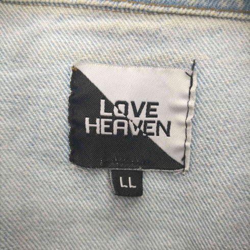 LOVE HEAVEN ビッグ シルエット ロゴ ガールプリント Gジャン デニム ジャケット メンズ LL