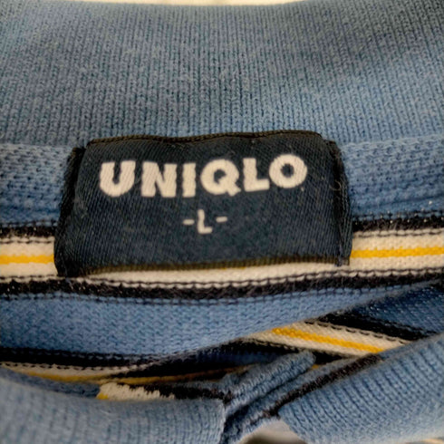 ユニクロ UNIQLO 00S OLD ボーダー柄鹿の子ポロシャツ メンズ JPN:L