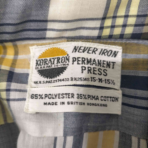 KORATRON イギリス領香港製 ポリコットン チェック BDシャツ メンズ import:M