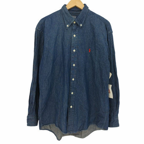ポロバイラルフローレン Polo by RALPH LAUREN 90-2000s ポニー刺繍 L/S デニム コットン シャツ メンズ import:M
