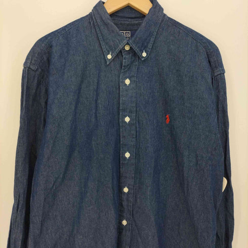 ポロバイラルフローレン Polo by RALPH LAUREN 90-2000s ポニー刺繍 L/S デニム コットン シャツ メンズ import:M