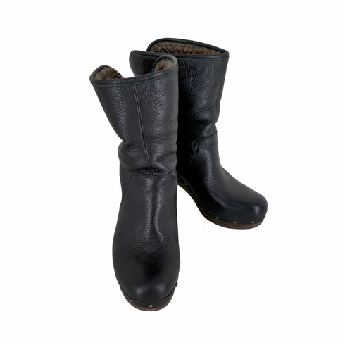 アグ UGG スタッズ レザームートンヒールブーツ レディース 22cm