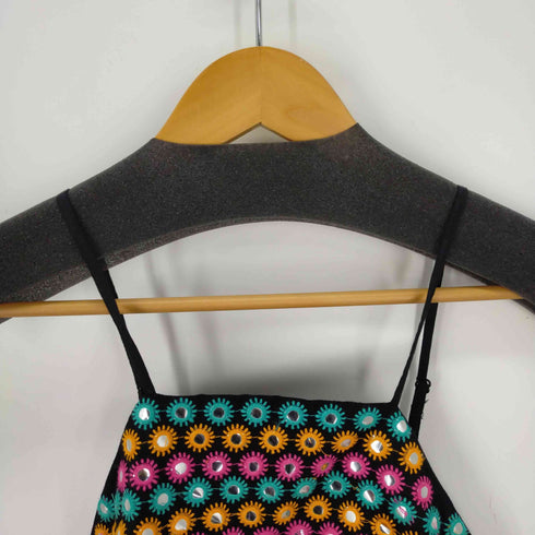 ザラ ZARA スパンコールマルチカラーフラワーキャミソール レディース import:M