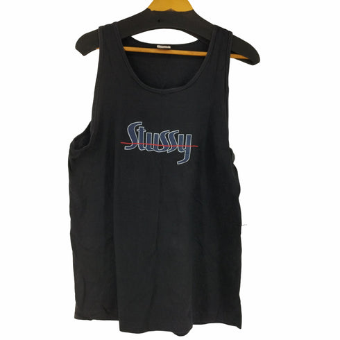 ステューシー Stussy 90s MADE IN USA 白タグ OLD ストックロゴプリント タンクトップ メンズ import:L