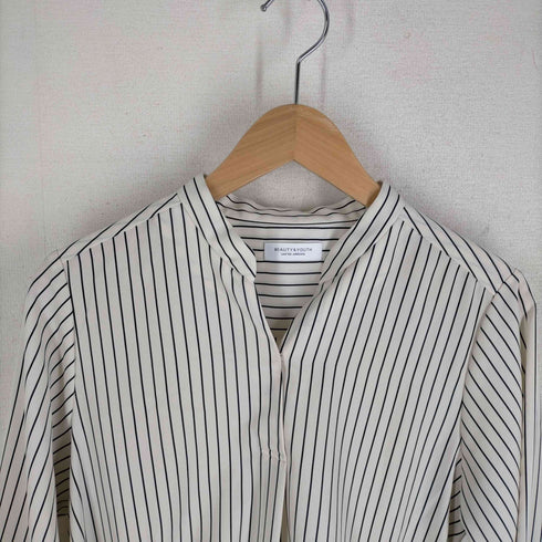 ビューティーアンドユースユナイテッドアローズ BEAUTY & YOUTH UNITED ARROWS ストライプシフォンタックスキッパー8分袖ブラウス レディース