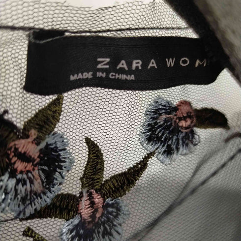 ザラ ZARA シアーシャツブラウス 花刺繍 レディース XS