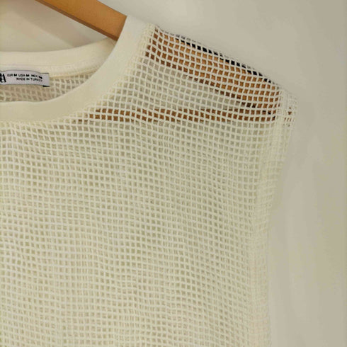ザラ ZARA SLEEVELESS MESH TOP ノースリーブ メッシュ Tシャツ メンズ import:M