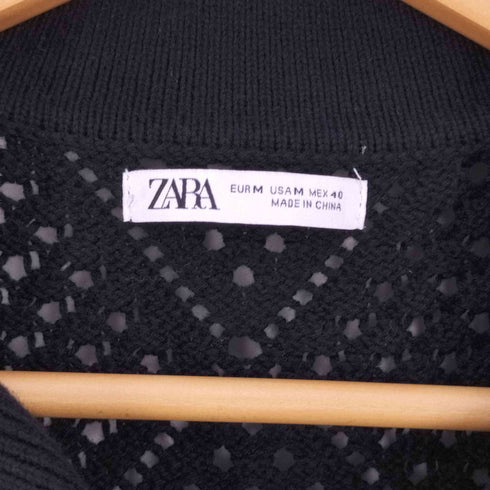 ザラ ZARA CROCHET KNIT SHIRT クロシェ編み ニットシャツ メンズ import:M