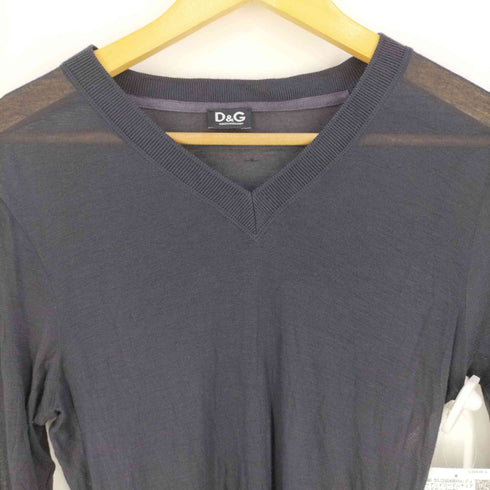 ディーアンドジードルチェアンドガッバーナ D&G DOLCE&GABBANA チュニジア製 レーヨンカシミヤ Vネックニットカットソー メンズ import:S