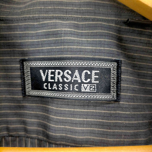 ヴェルサーチ VERSACE レイヤードカラーデザインストライプL/S シャツ メンズ 15 1/2