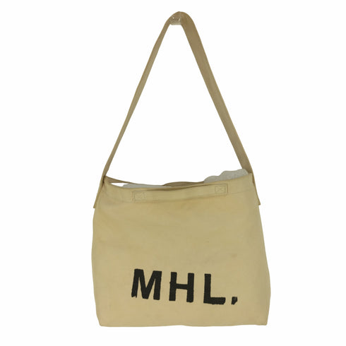 エムエイチエル MHL. ロゴプリント コットンキャンバス ショルダーバッグ メンズ
