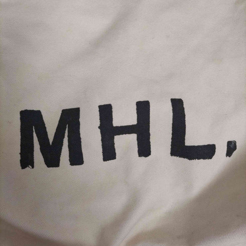エムエイチエル MHL. ロゴプリント コットンキャンバス ショルダーバッグ メンズ