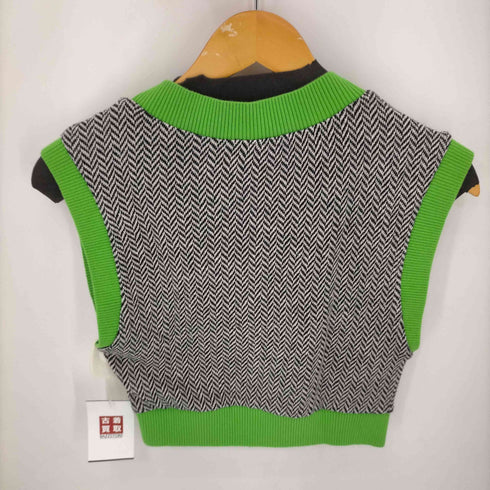 ザラ ZARA 千鳥格子 Vネック ニットベスト レディース import:S