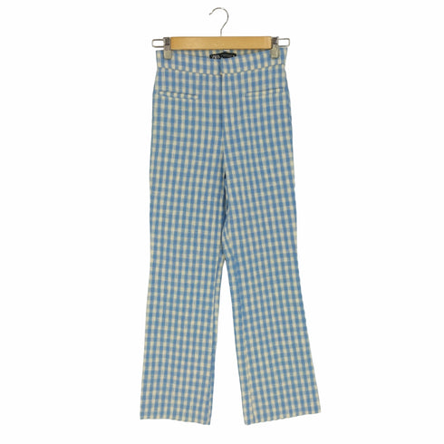 ザラ ZARA ギンガムチェック ブーツカット フレアパンツ レディース XS