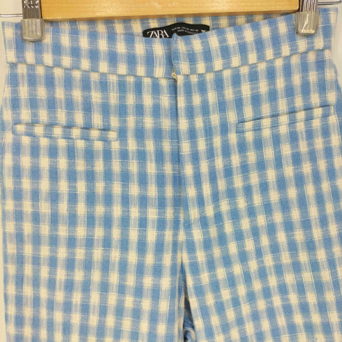 ザラ ZARA ギンガムチェック ブーツカット フレアパンツ レディース XS