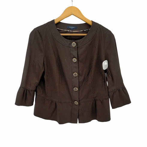 バーバリー BURBERRY 裾フリル ノーカラージャケット レディース JPN:44