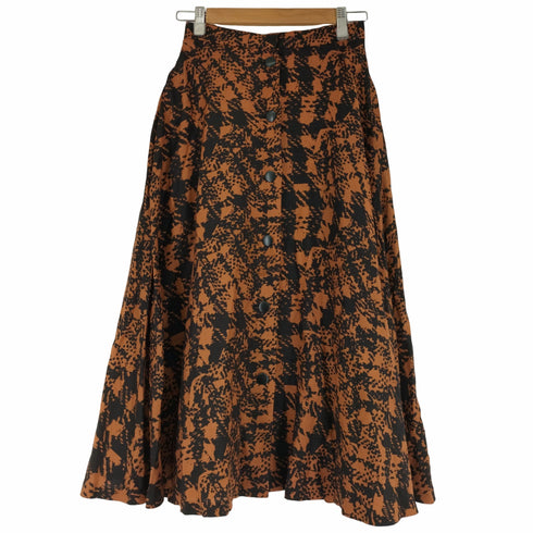 クリスチャンディオール Christian Dior 80-90s PRET-A-PORTER フロントボタン 総柄ウールシルクスカート レディース JPN:S
