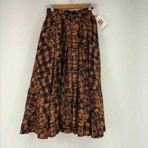 クリスチャンディオール Christian Dior 80-90s PRET-A-PORTER フロントボタン 総柄ウールシルクスカート レディース JPN:S