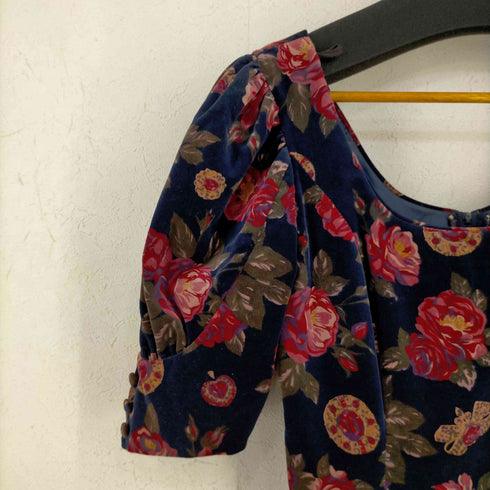 ローラアシュレイ LAURA ASHLEY 花柄 ベルベットワンピース レディース 36
