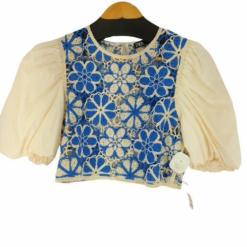 ザラ ZARA CROCHET POPLIN TOP レディース S