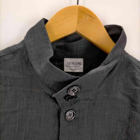 アルマーニコレツィオーニ ARMANI COLLEZIONI イタリア製 リネン混 スウィングトップシャツジャケット メンズ EUR:48