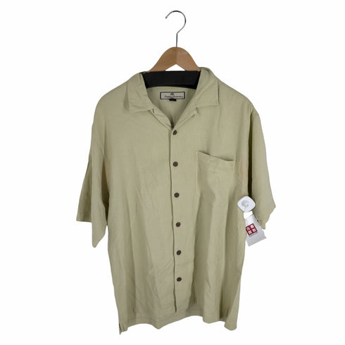 トミーバハマ Tommy Bahama 90S 100%シルク ウッドボタン ポケット付 アロハシャツ メンズ JPN:M