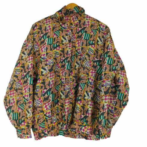 EJE SPORT 90S シルク100% 総柄ブルゾン メンズ import:M