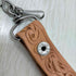 genuine hand-carved leather ウォレットチェーン付き 三つ折り財布 メンズ