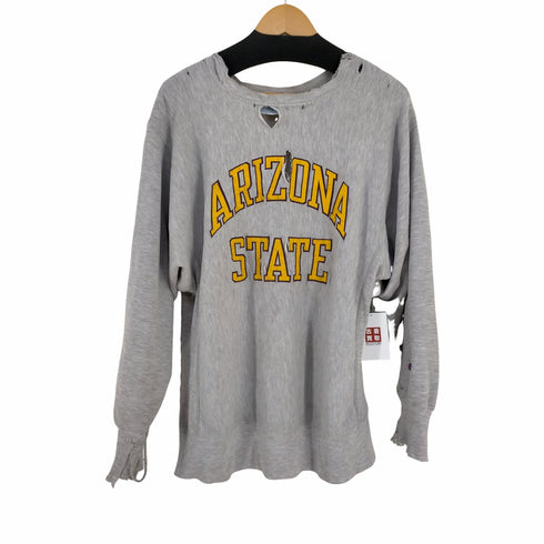 チャンピオン Champion ダメージ加工 USA製 刺繍タグ REVERSE WEAVE ARIZONA STATE クルーネックスウェット メンズ import:XL