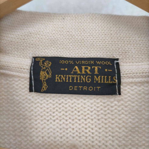 ART KNITTING MILLS 50~60S アップリケ装飾Vネックニット 長リブ メンズ