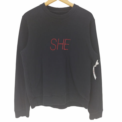 パコ ラバンヌ Paco Rabanne Peter Saville SHE SWEATERSHIRT フロッキー プリント クルーネック スウェット メンズ import:L