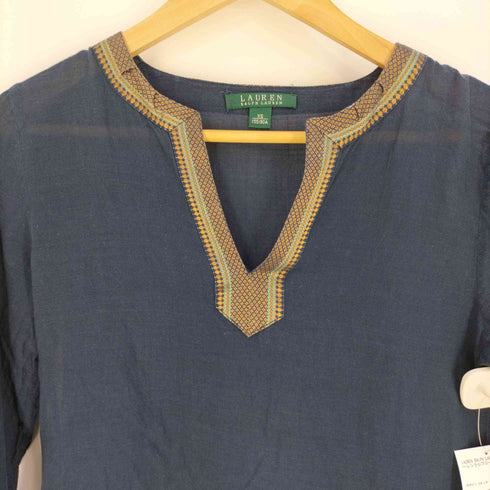 ローレンラルフローレン LAUREN RALPH LAUREN デザイン Vネック コットントップス レディース import:XS