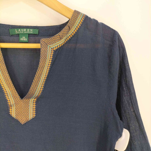 ローレンラルフローレン LAUREN RALPH LAUREN デザイン Vネック コットントップス レディース import:XS