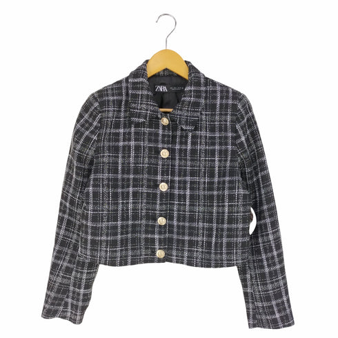 ザラ ZARA Tweed Shorts jacket ツイード ショートジャケット レディース import:L