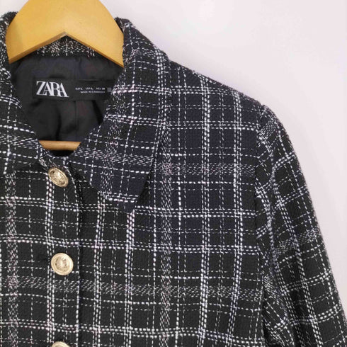 ザラ ZARA Tweed Shorts jacket ツイード ショートジャケット レディース import:L