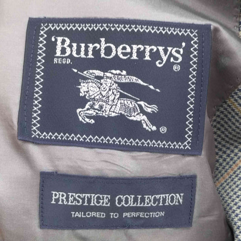 バーバリーズ BURBERRYS 90s prestige collection プレステージ コレクション 2B シルク混 サイドベンツ チェック柄 テーラード ジャケット メンズ