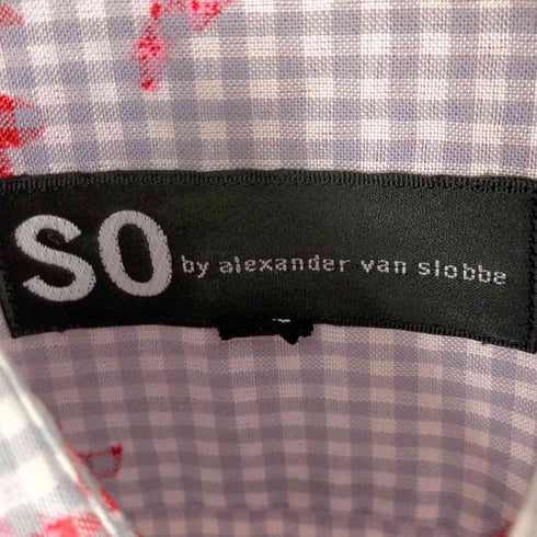 ソーバイアレクサンダーヴァンスロベ SO by alexander van slobbe 花柄 ギンガムチェックシャツ メンズ JPN:46