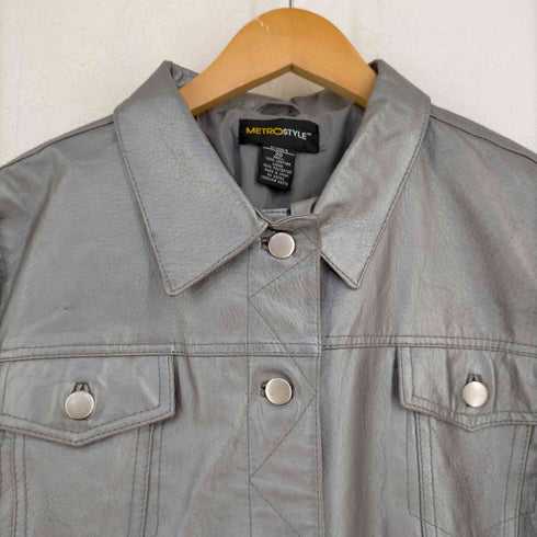METRO STYLE メタリック レザー トラッカージャケット メンズ 20