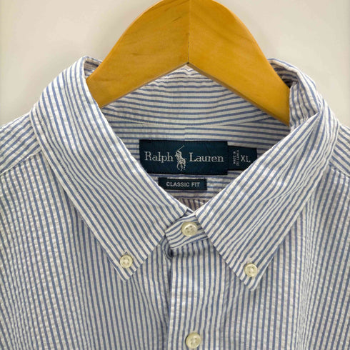 ラルフローレン RALPH LAUREN CLASSIC FIT ポニー刺繍 ストライプシアサッカーシャツ メンズ JPN:XL