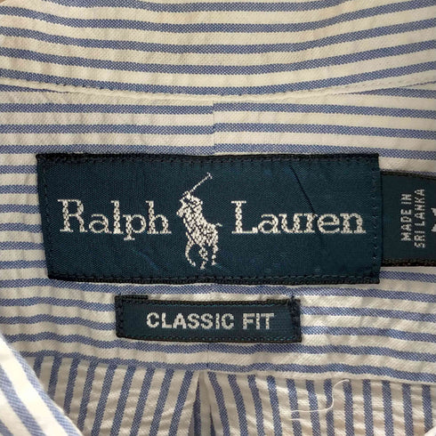 ラルフローレン RALPH LAUREN CLASSIC FIT ポニー刺繍 ストライプシアサッカーシャツ メンズ JPN:XL