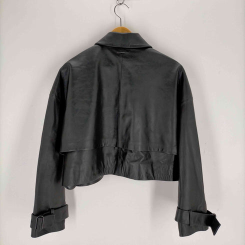 カルバンクライン CALVIN KLEIN クロップドレザージャケット レディース 34