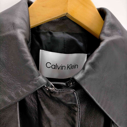 カルバンクライン CALVIN KLEIN クロップドレザージャケット レディース 34