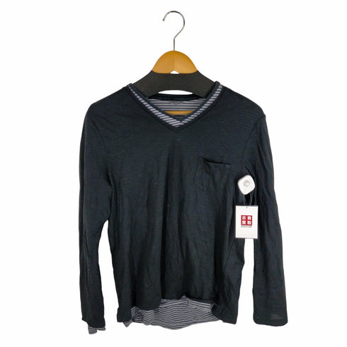 シーケーカルバンクライン ck Calvin Klein ボーダー柄 レイヤード Vネック L/S カットソー メンズ import:XL