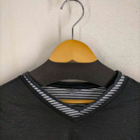 シーケーカルバンクライン ck Calvin Klein ボーダー柄 レイヤード Vネック L/S カットソー メンズ import:XL
