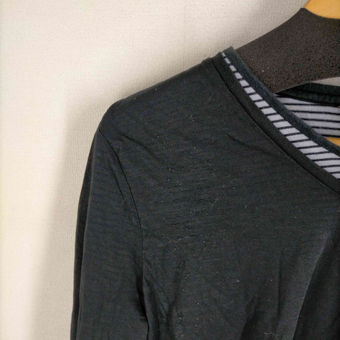 シーケーカルバンクライン ck Calvin Klein ボーダー柄 レイヤード Vネック L/S カットソー メンズ import:XL