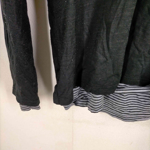 シーケーカルバンクライン ck Calvin Klein ボーダー柄 レイヤード Vネック L/S カットソー メンズ import:XL