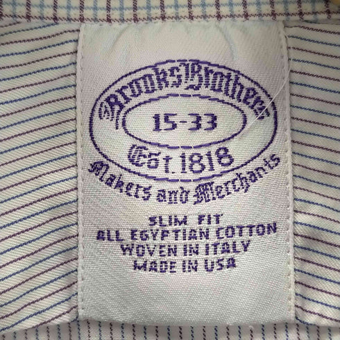 ブルックスブラザーズ BROOKS BROTHERS L/S USA製ストライプウイングカラーシャツ メンズ 15-33